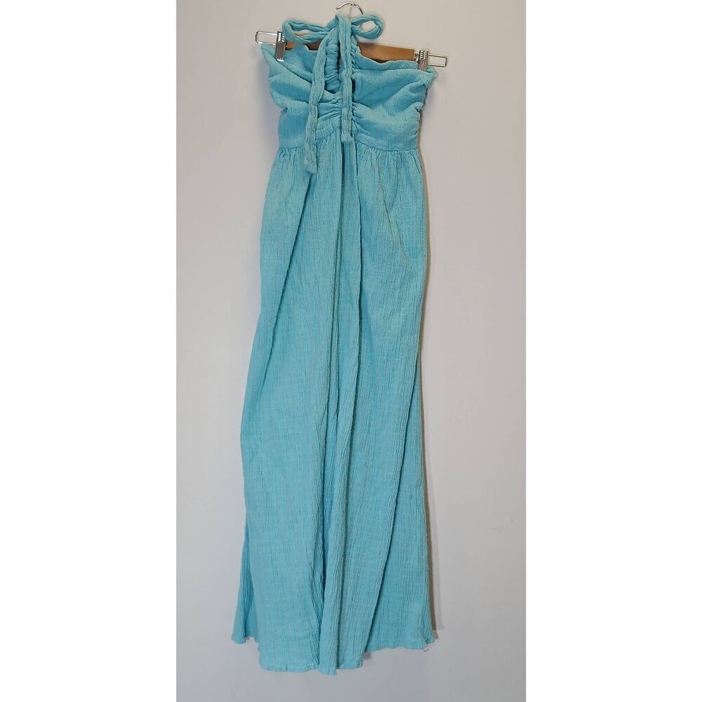 Mara Hoffman womens small Seersucker halter dress blue maxi organic cotton - Picture 3 of 10